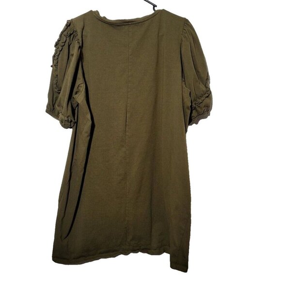 Eloquii Mini Dress 20 Olive Green Ruffle Breathable Casual Cotton Pullover Women - Picture 2 of 12